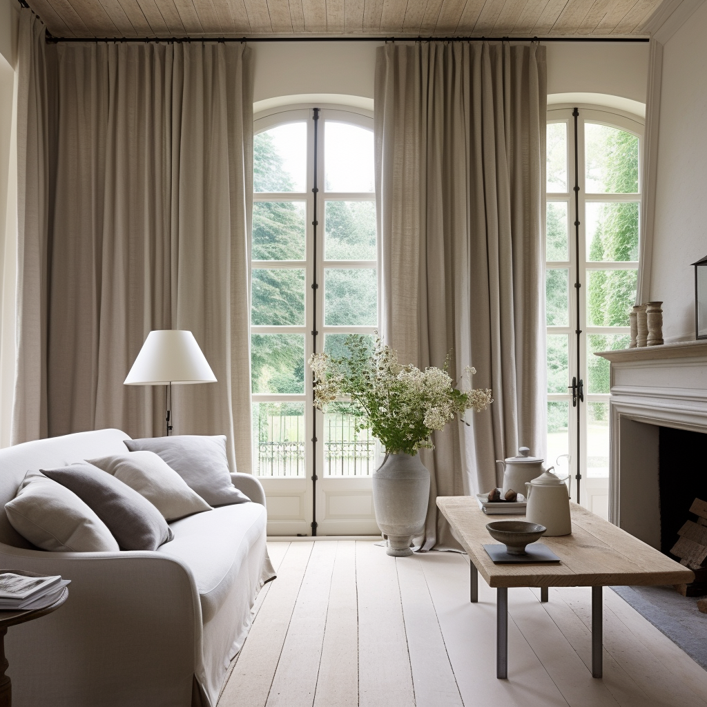 MYSKY HOME Lot De 2 Rideaux En Lin Aspect Lin Semi-Transparents - Galon Fronceur, 215 X 140 Cm, Couleur Lin Naturel Pour Chambre D'Enfant