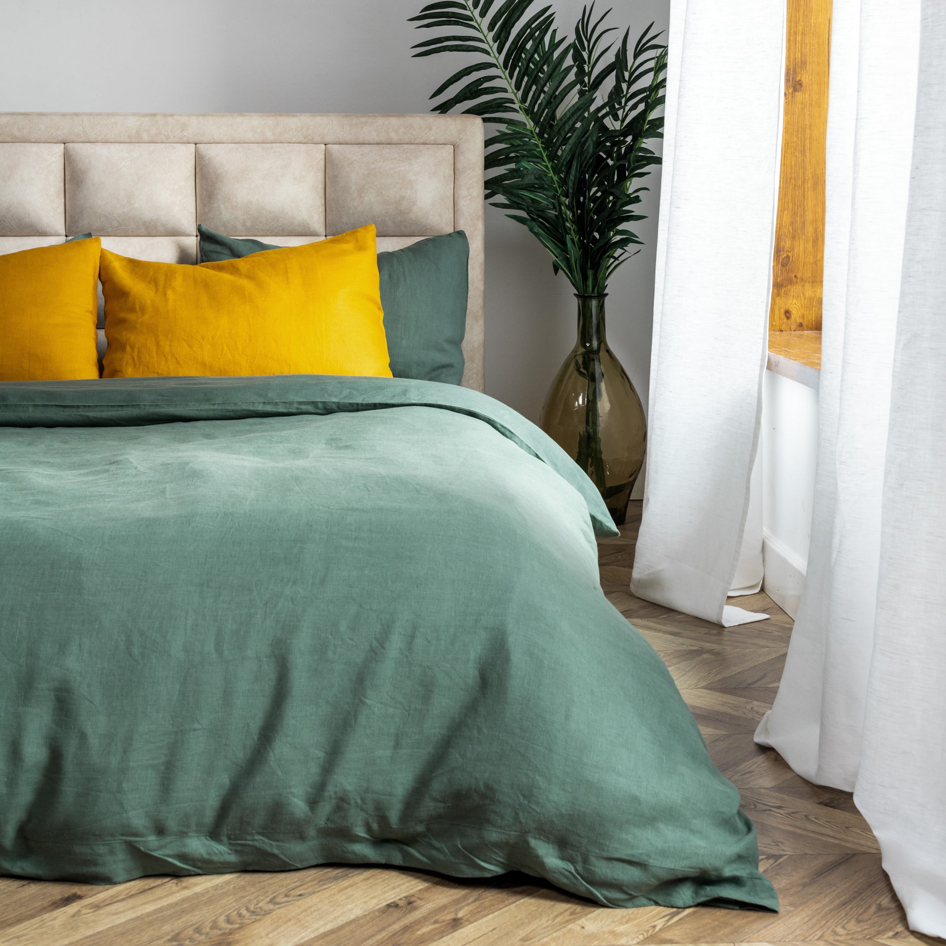 Green Linen Duvet Cover