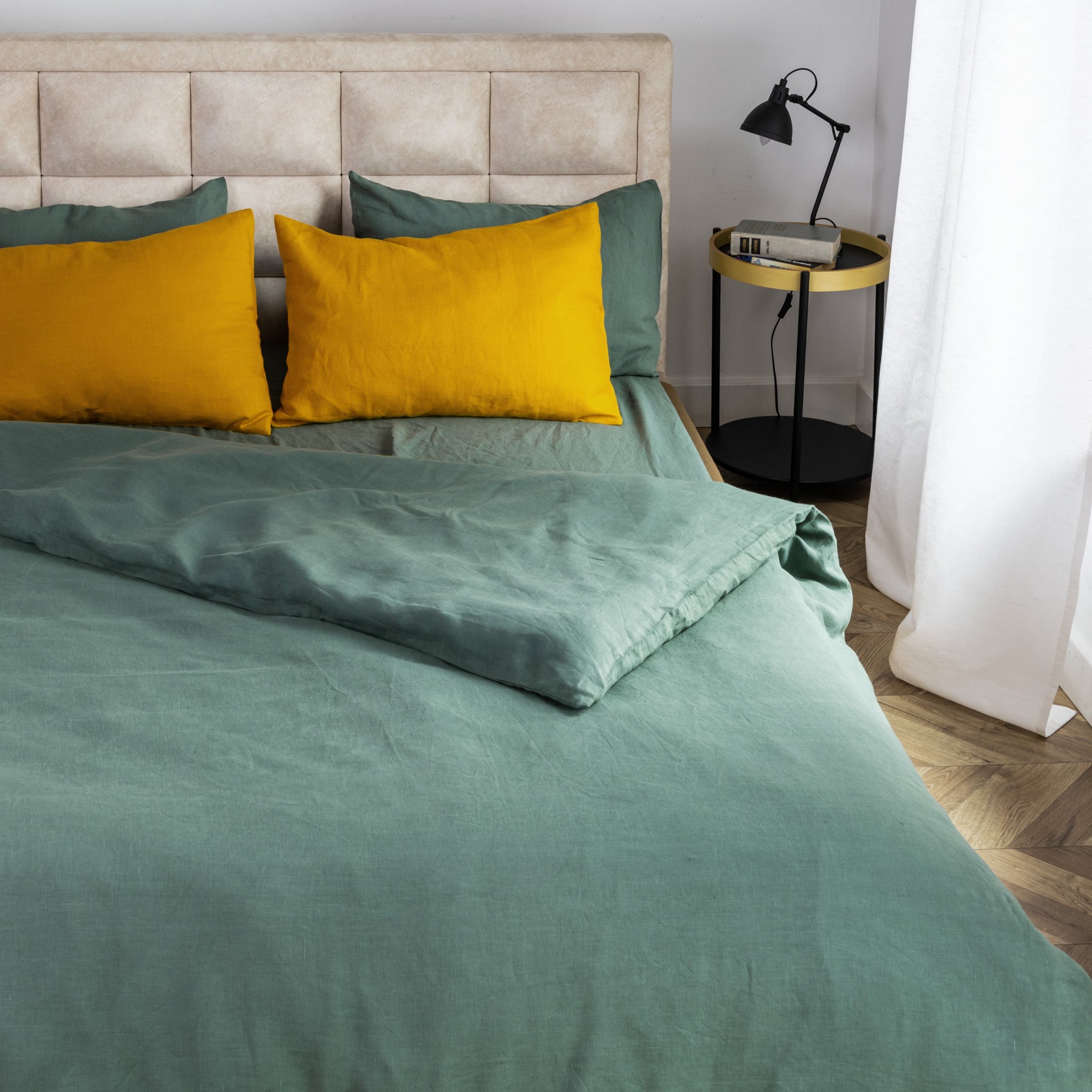 Green Linen Duvet Cover