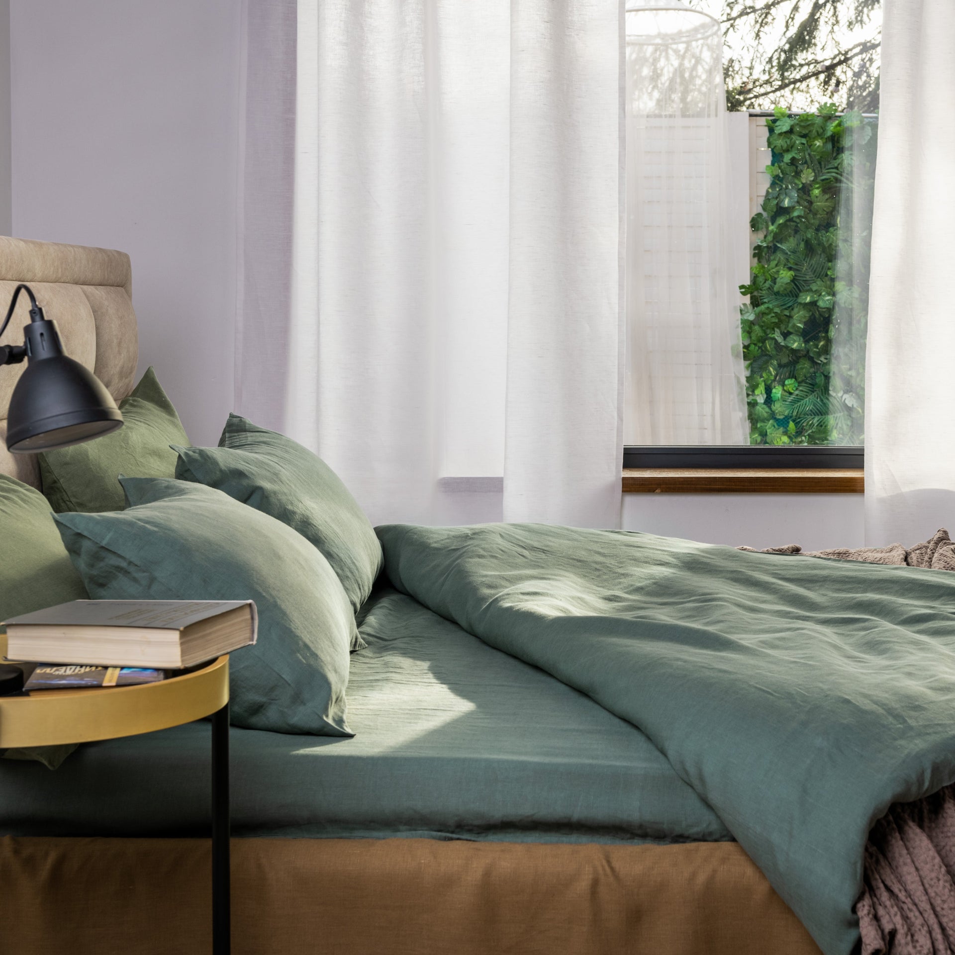 Green Linen Duvet Cover