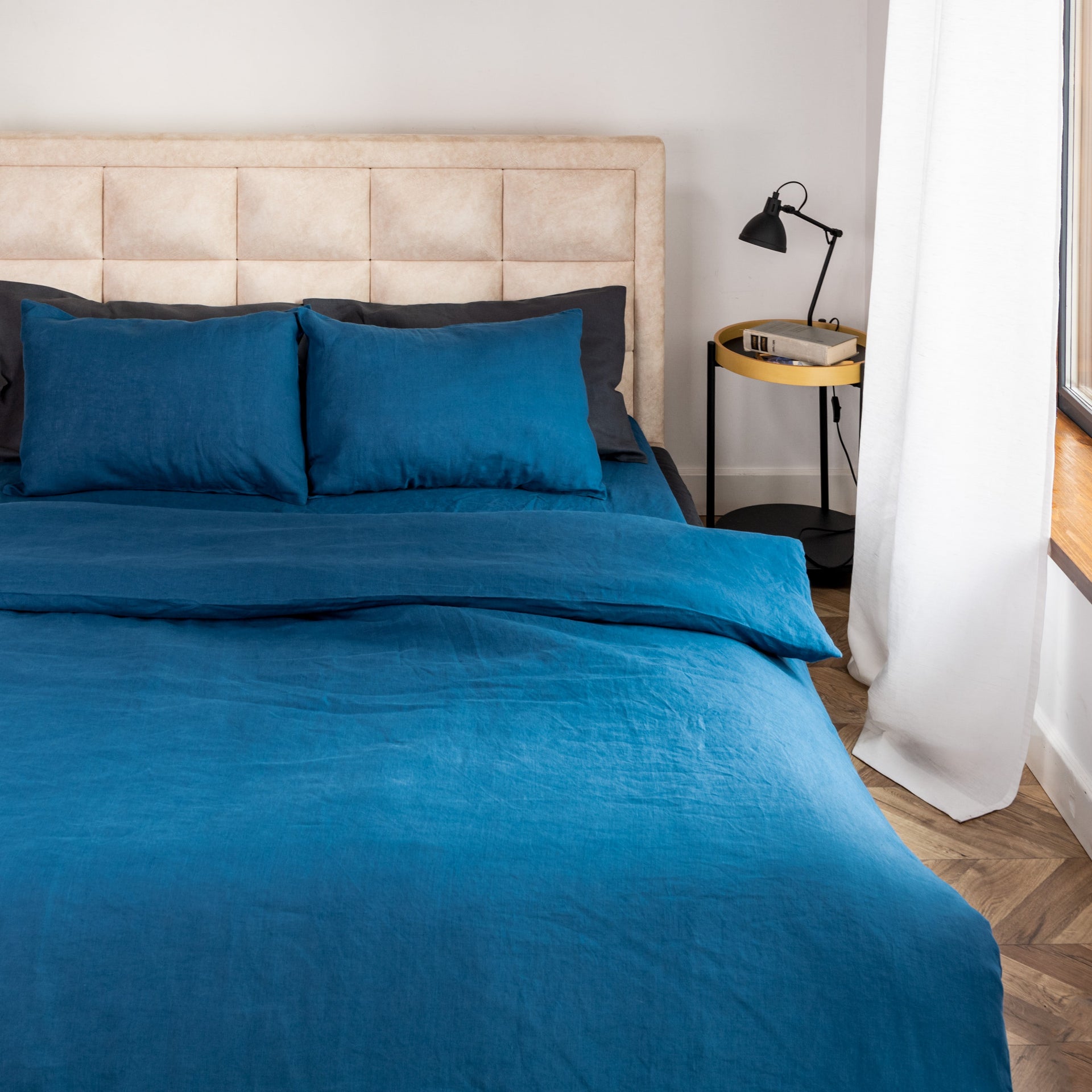 Blue Linen Duvet Cover