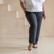 High-Waisted Straight Linen Cropped Pants