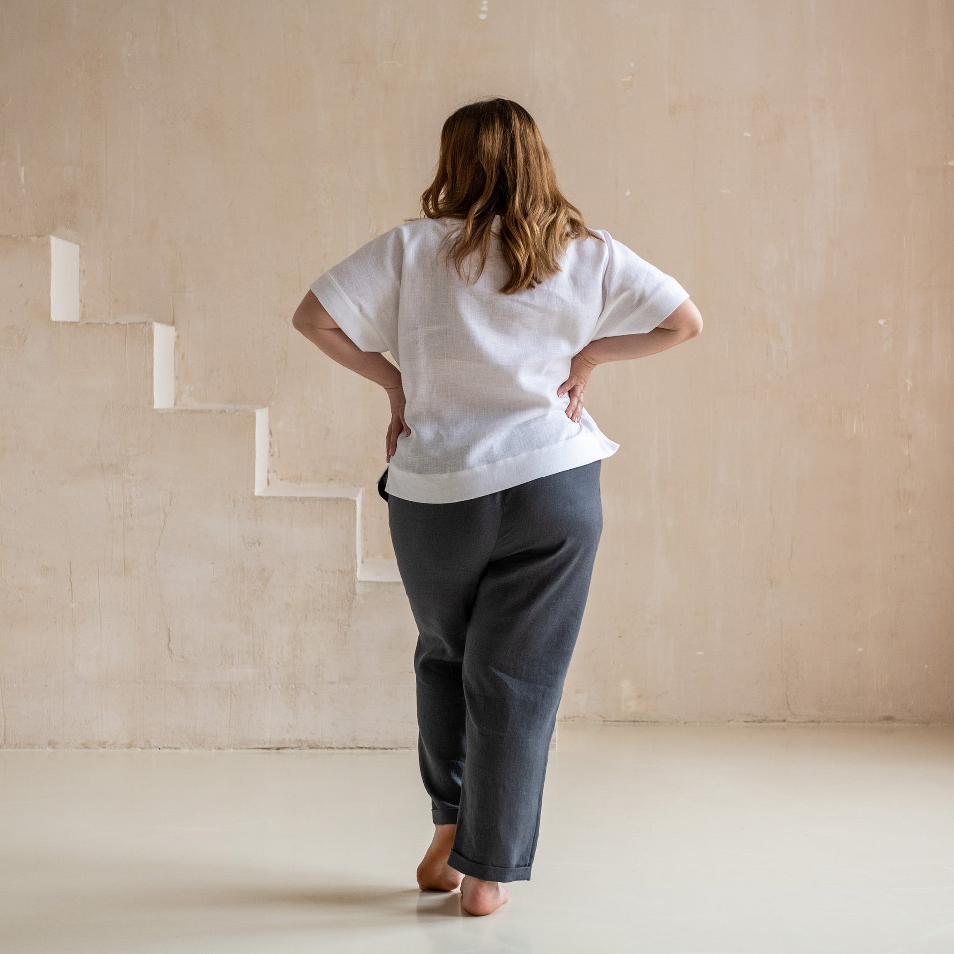 Straight Linen Cropped Pants