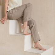 High-Waisted Straight Linen Cropped Pants