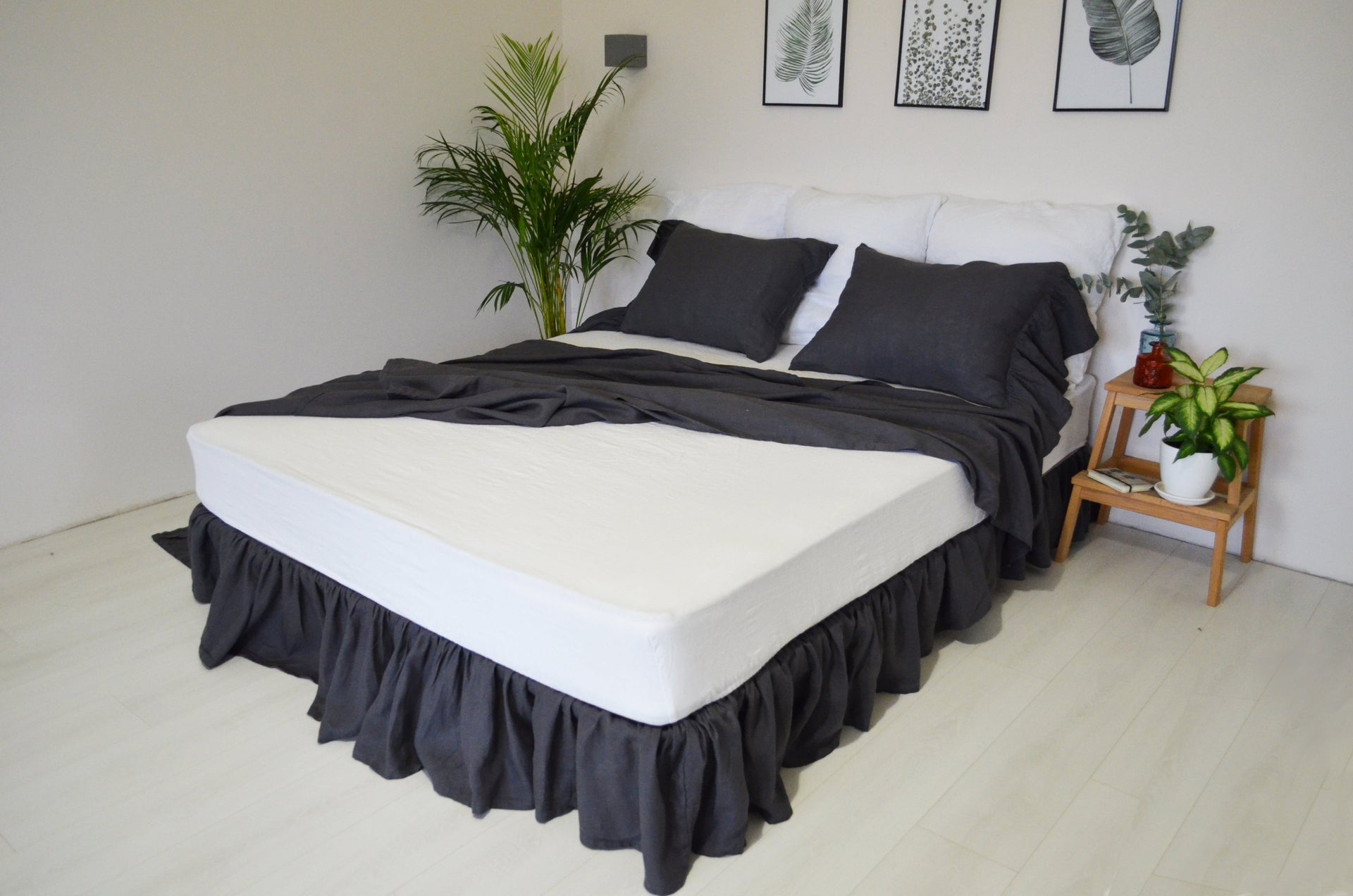 Linen Bed Skirt with Ruffles