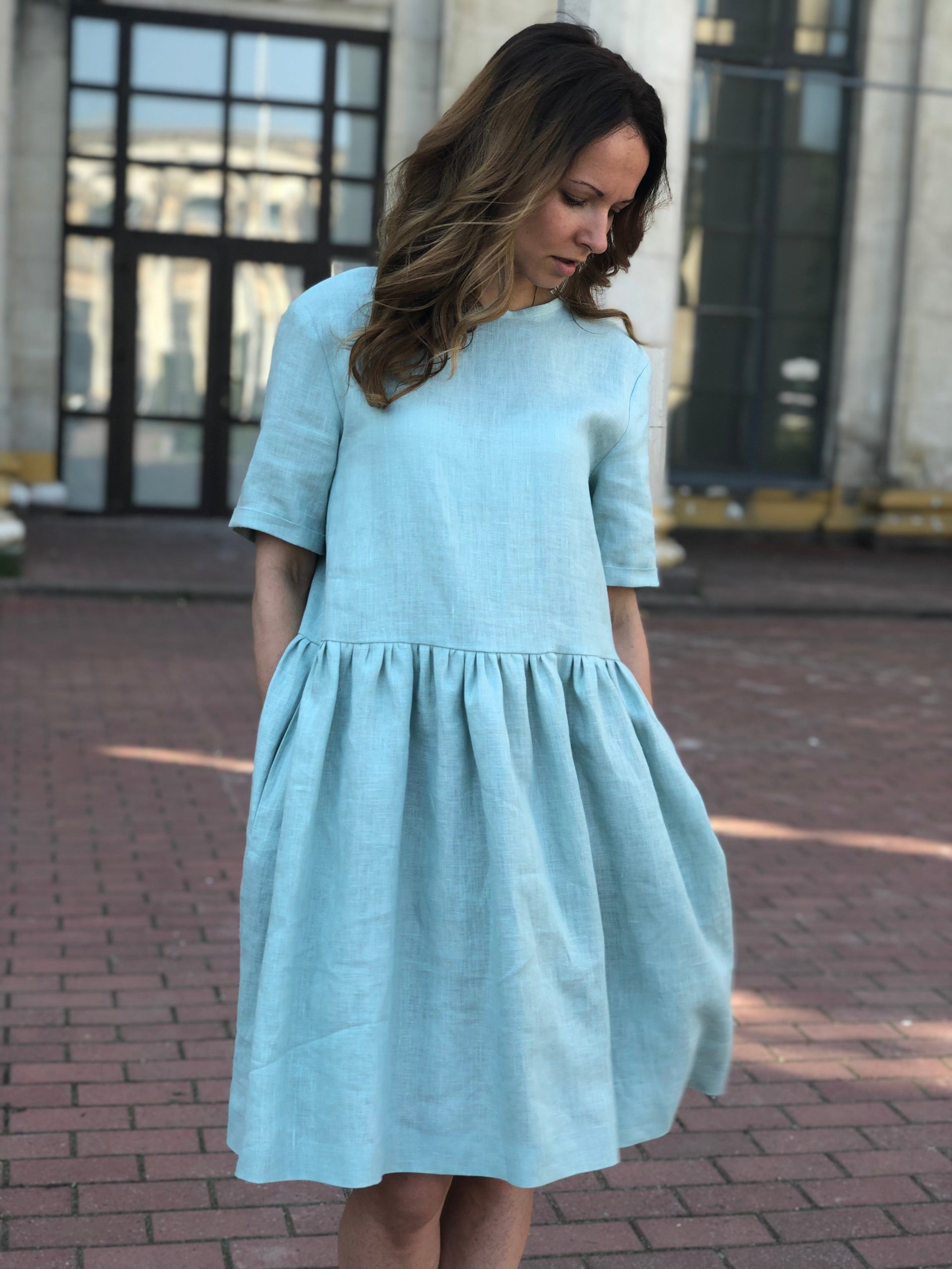Linen Dress with Pockets