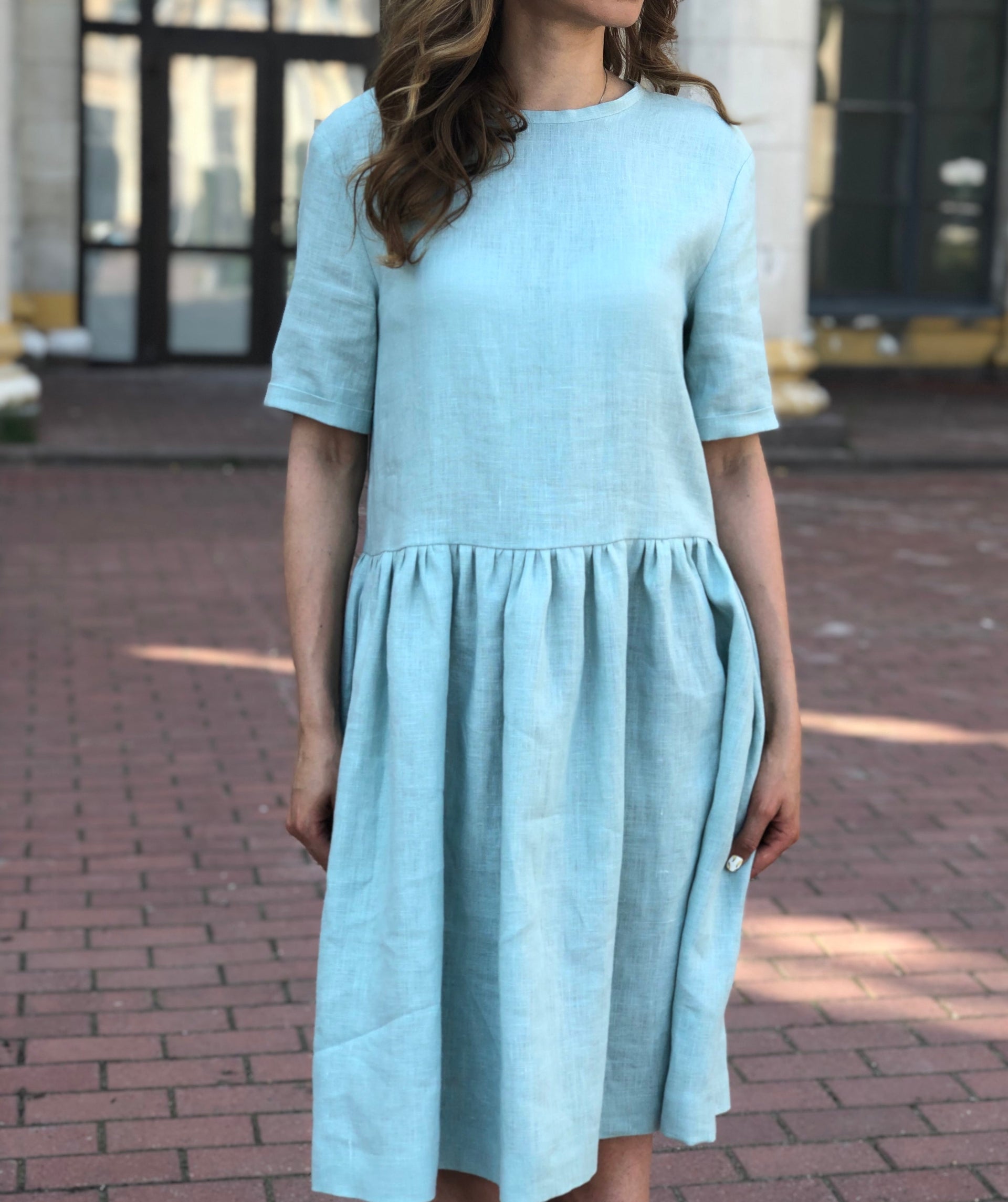 Linen Dress with Pockets