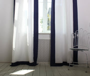 Draperie avec bordures, en lin et doublure en coton