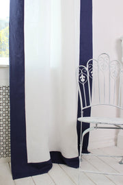 Draperie avec bordures, en lin et doublure en coton