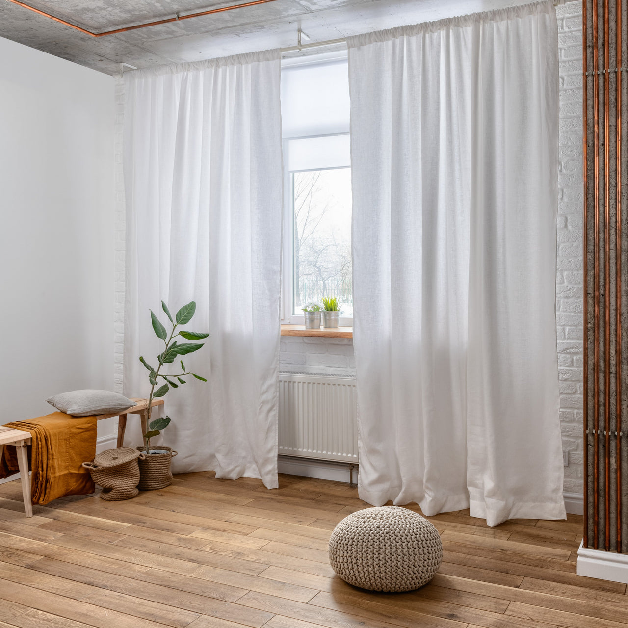 Linen Rod Pocket Curtain Panel with Blackout Lining