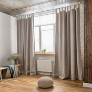 Linen Tab Top Curtain Panel with Blackout Lining 