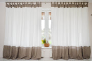Color Block Linen Curtain with Cotton Lining