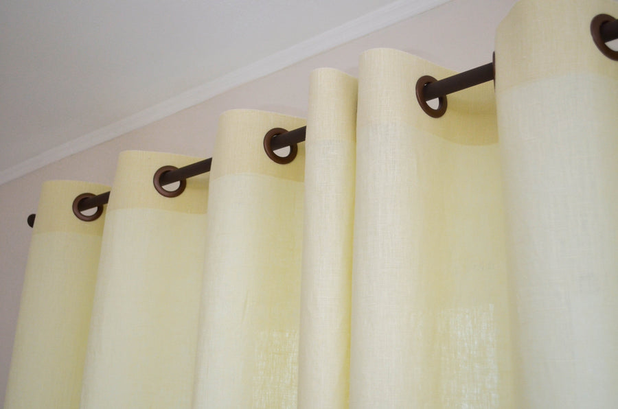 Grommet Linen Curtain Panel with Blackout Lining