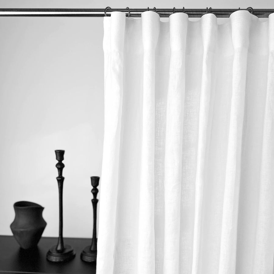 Panneau de rideau en lin avec plis flamants et doublure en coton - adapté aux anneaux et crochets ou au rail