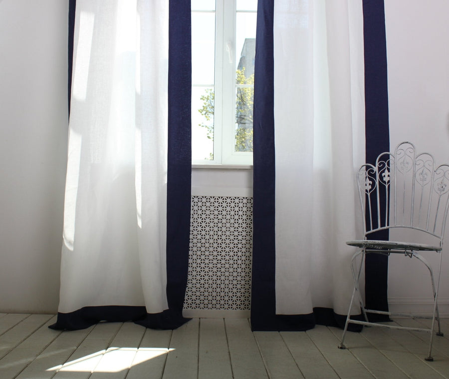 Linen Frame Border Curtain with Cotton Lining