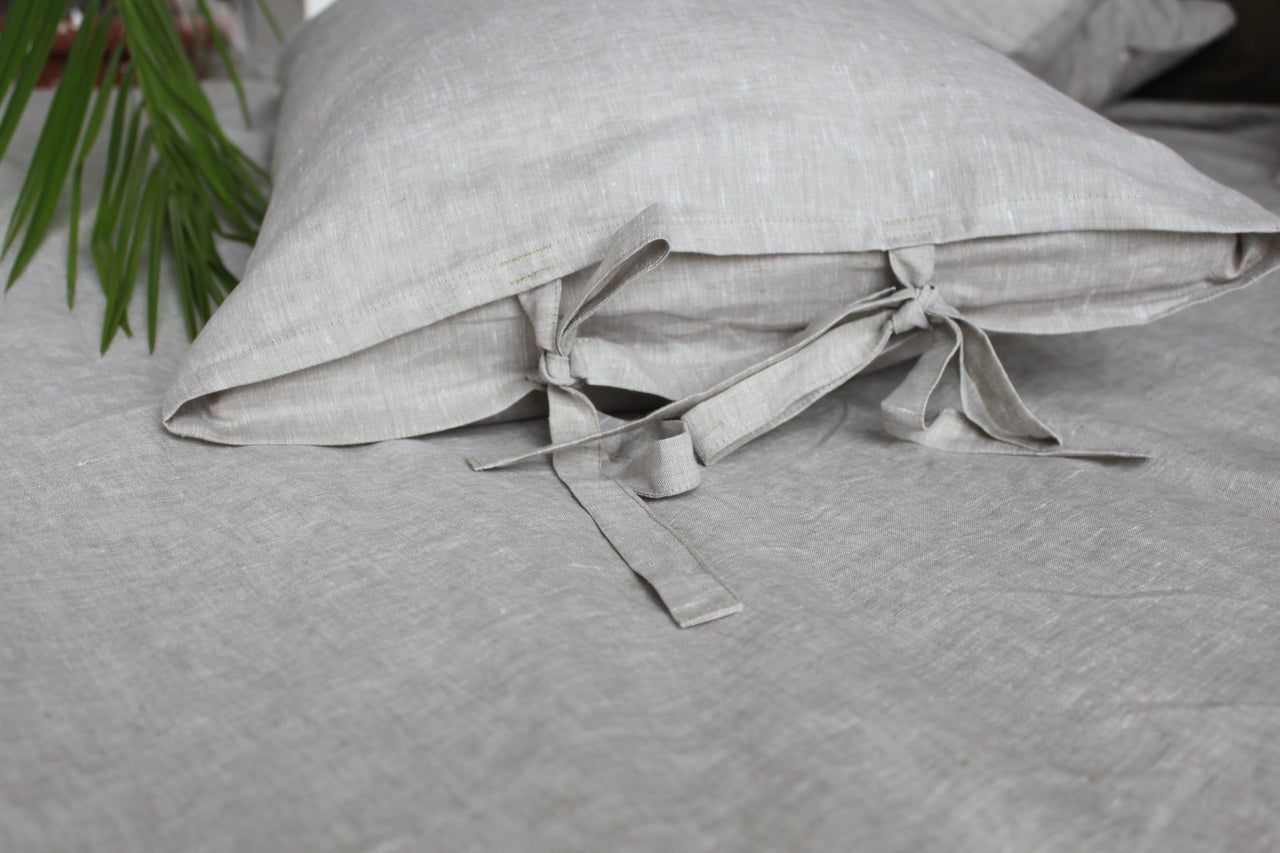 Linen Pillow Sham with Ties