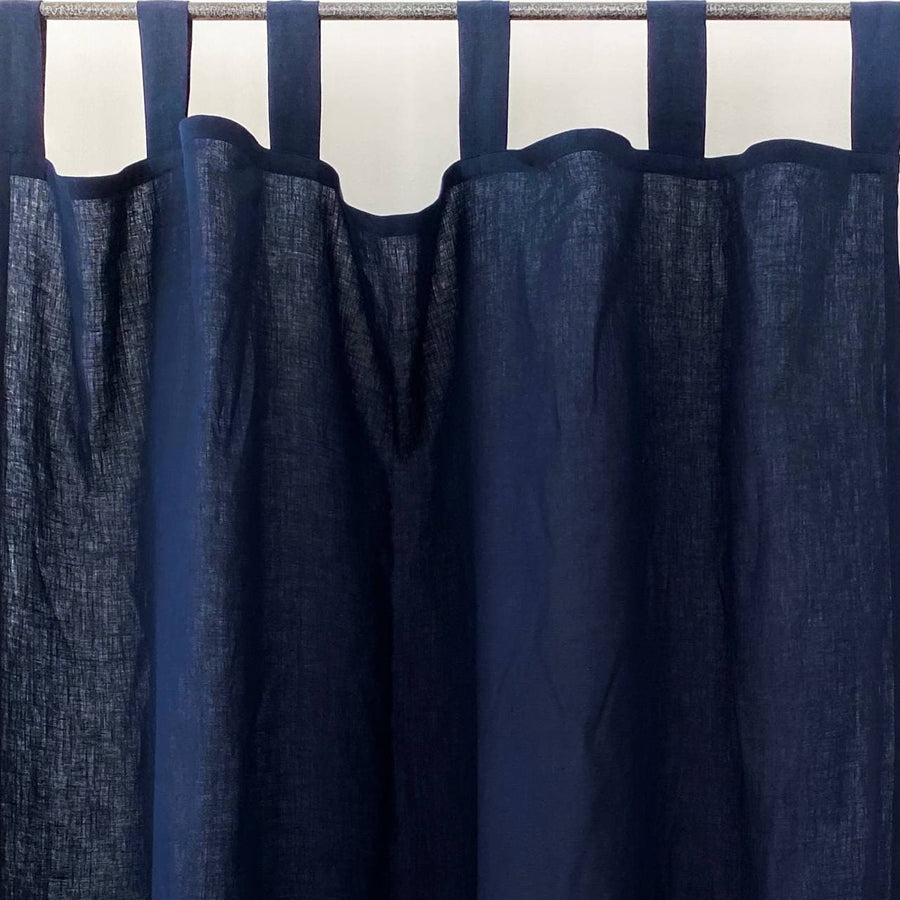 Blue Linen Curtain Panel