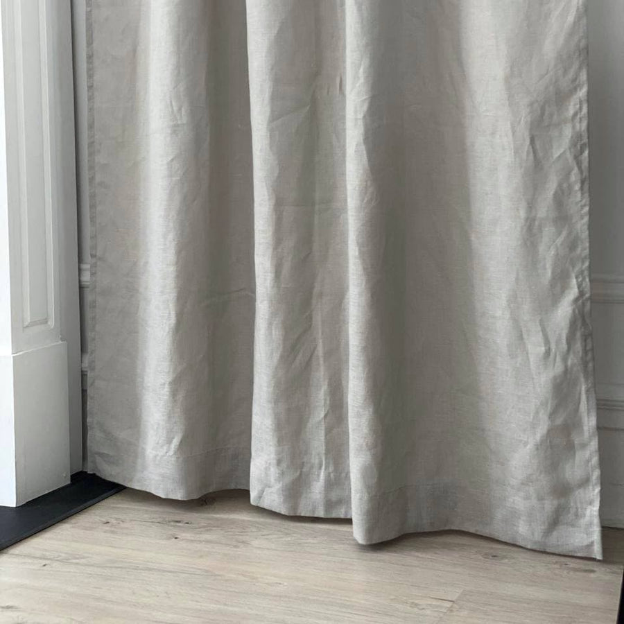 Panneau de rideau en lin gris - largeur 140 cm, longueur personnalisée - pattes supérieures, pattes arrière, attaches ou poche à tringle