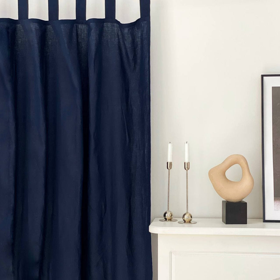Blue Linen Curtain Panel